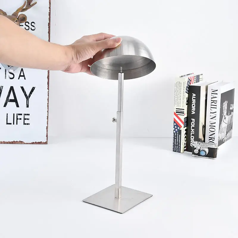 hot sale luxury metal stainless steel hat rack adjustable custom silver in stock counter top hat display holder for boutique
