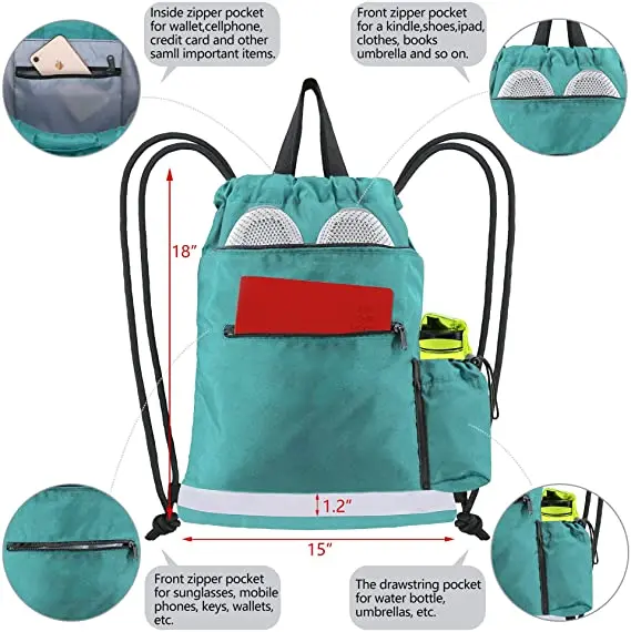 
Washable Beach Travel Gym Drawstring Bag Backpack String Sports Storage Sackpack 