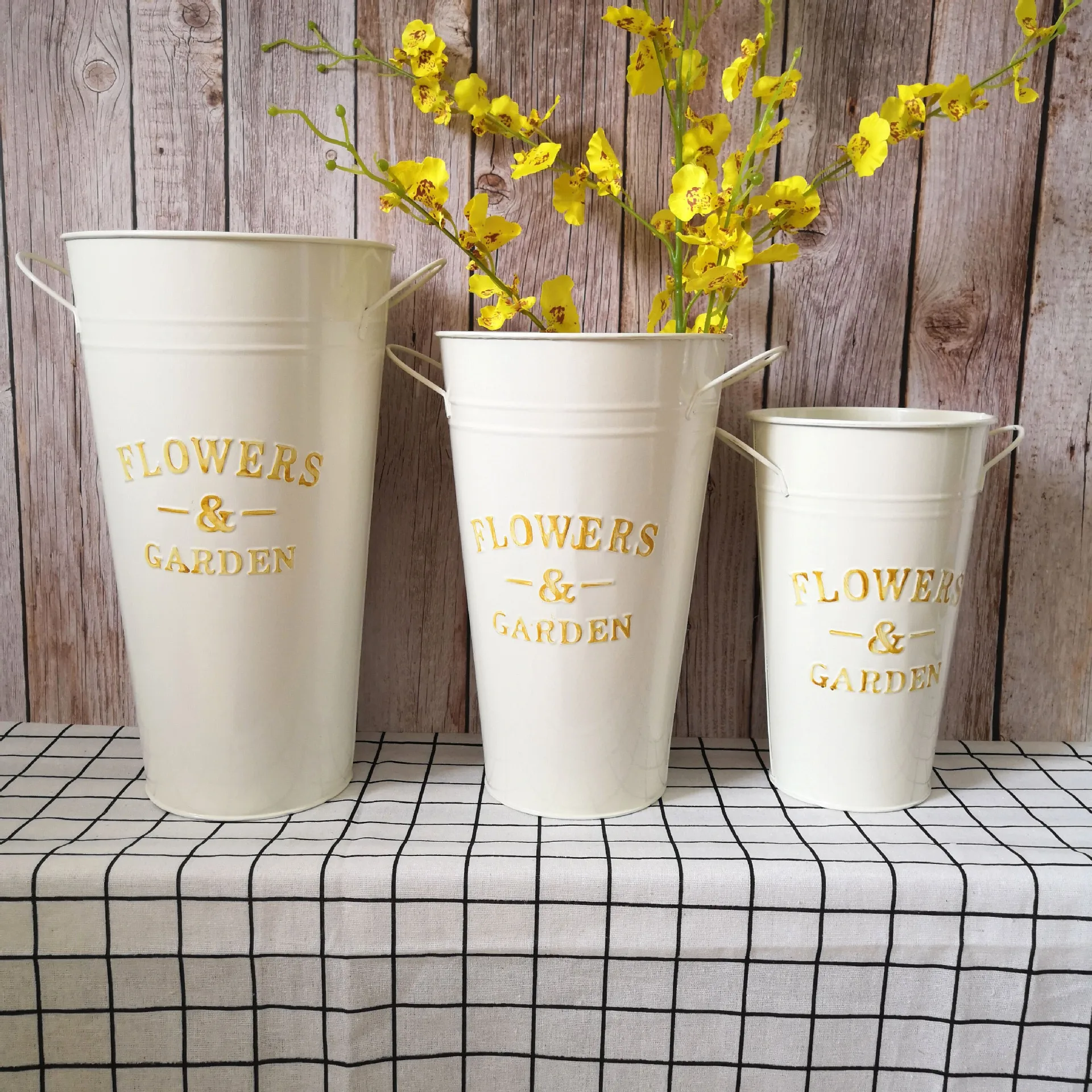 Retro flower bucket Indoor Pots tin bucket, dried n fresh flower planter box large big flower pot wholesale for outdoor plants