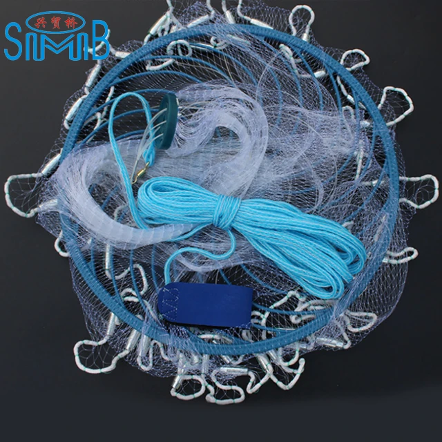 Diameter 7.2m Japanese Style Casting Net Hand Throw  Monofilament Fishing Cast Net Cast Nets with Plastic Ring  Frisbee