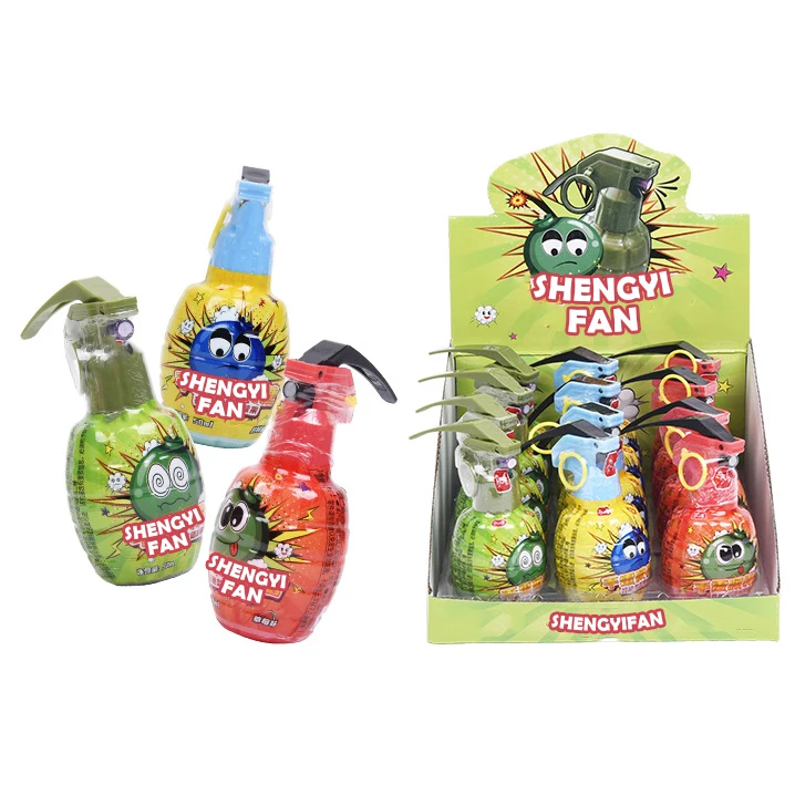 Preferential wholesale candy toys hot sale Grenade shape fruit sour liquid candy spray