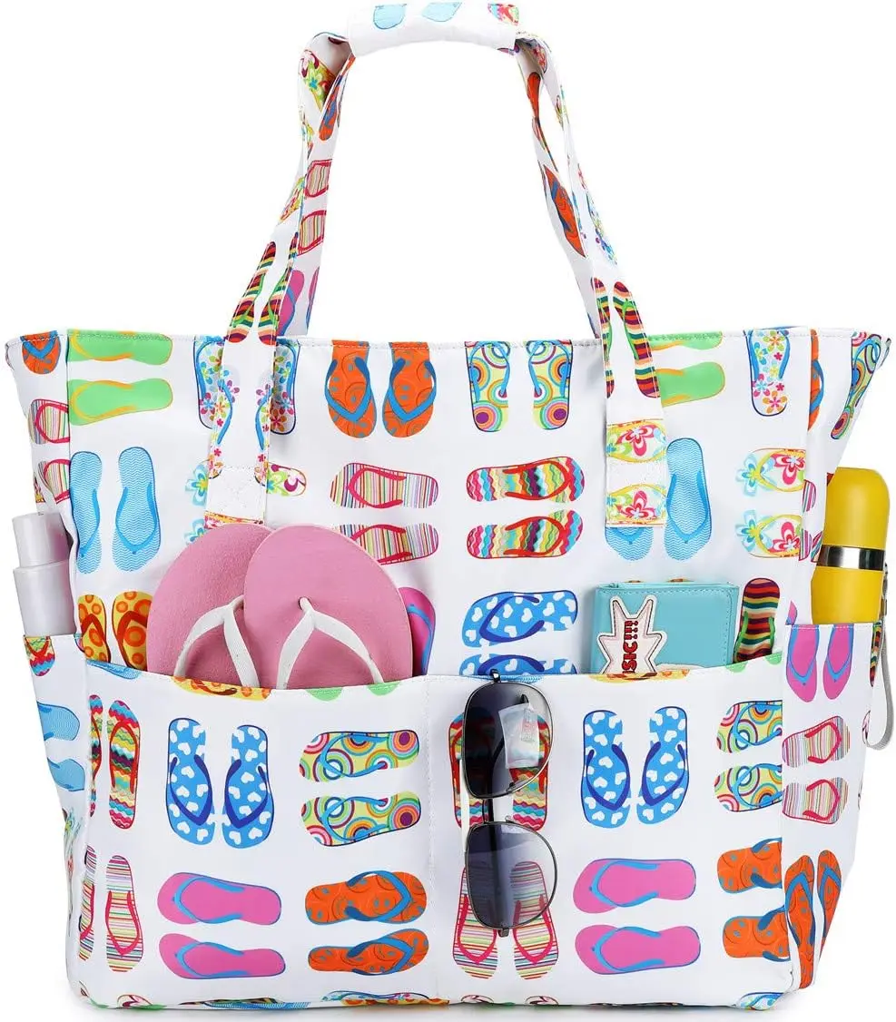 Waterproof Beach Tote Pool Bags for Women Extra Large Gym Tote Carry Bag With Wet Compartment for Weekend Travel