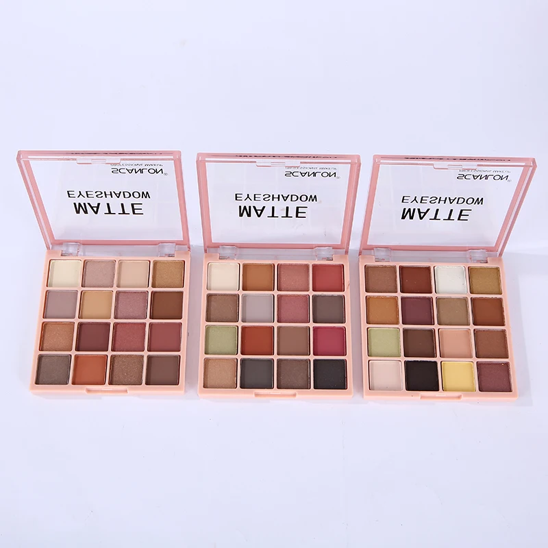 Fashion Eyeshadow Palette Pigmented Golden Silver Gray Yellow Brown 16 Colors Mineral Vegan Matte Eye Shadow Palette OEM Custom