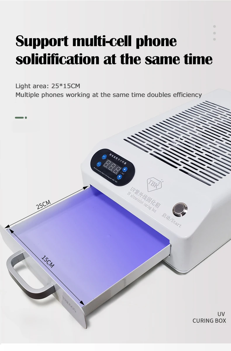 TBK 605 UV Lamp with 100 light Box Repair Machine 110V 220V LED Lamp Mobile Phone Curved Screen Glass LOCA Curing