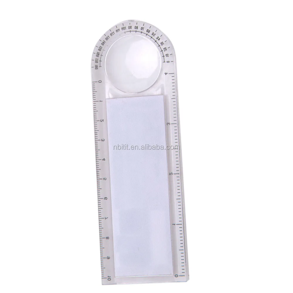 multi-function 10cm  ruler protractor 8 digits solar energy power magnifier calculator