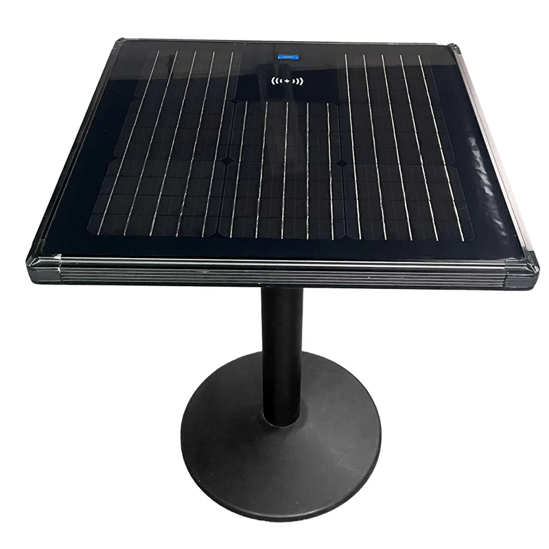 Outdoor multi-media solar table as solar energy rechargeable batteries for solar lights IP 65 solar coffee table