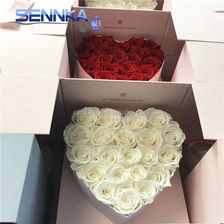 Best selling valentines day gift stabilized roses in heartshaped box wholesale forever roses preserved flower