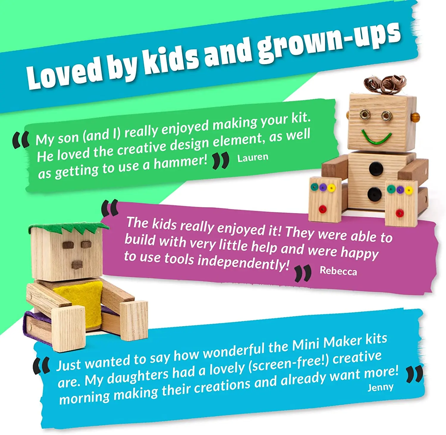 Eco Friendly Woodworking Kits Build Your Own Wooden Build a crazy Cool Robot Mini-Maker Kits great STEM activity mini-makers