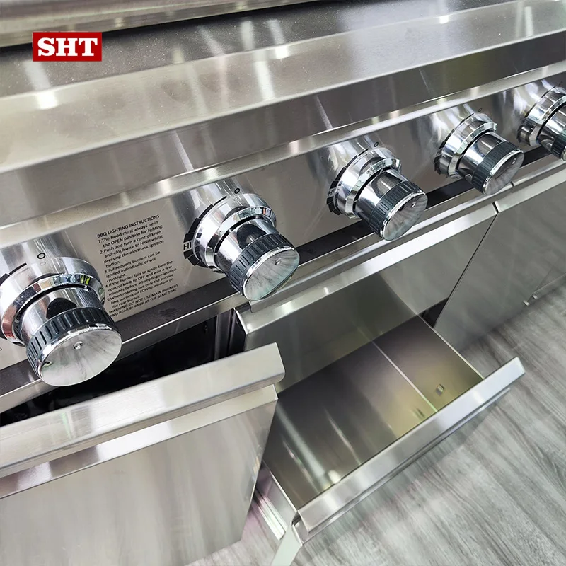 New metal kitchen 8 burners big drawers natural LPG outdoor bbq gas grill