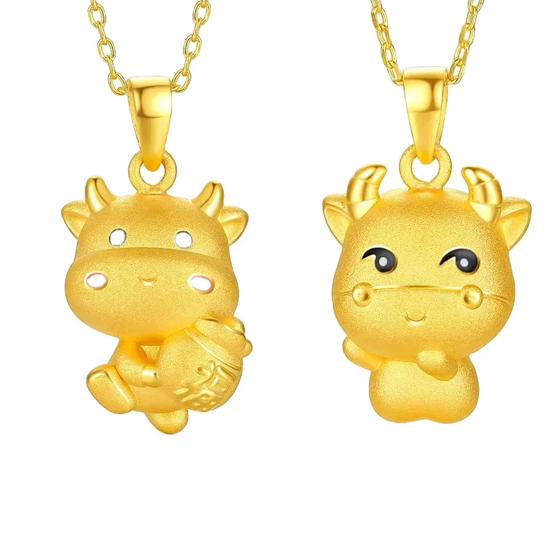 Vietnam Shajin Year Of The Ox  Golden Bull Pendant Electroplating Thick Gold Jewelry Zodiac Bull Female Zodiac Necklace Source