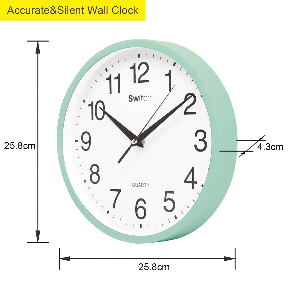 10 дюймов современные дешевые синие пластиковые настенные часы декор для продвижения
