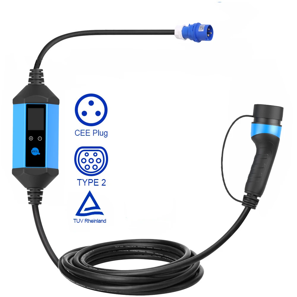 Fisher 7kw 32a Type 2  level 2 ev charger ac station LCD screen car manufacture portable electric vehicle