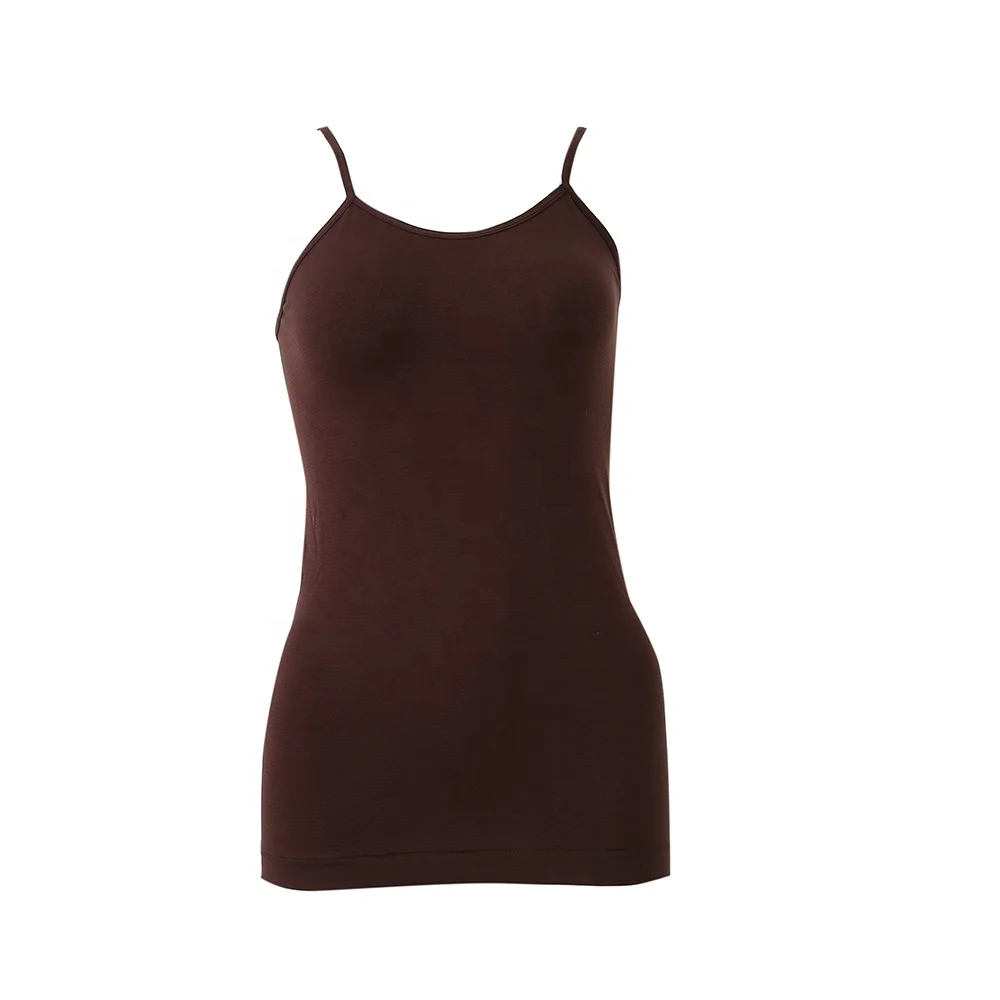 
Wholesale solid color spandex seamless vest tops women sexy girls sleeveless long camisole tops 