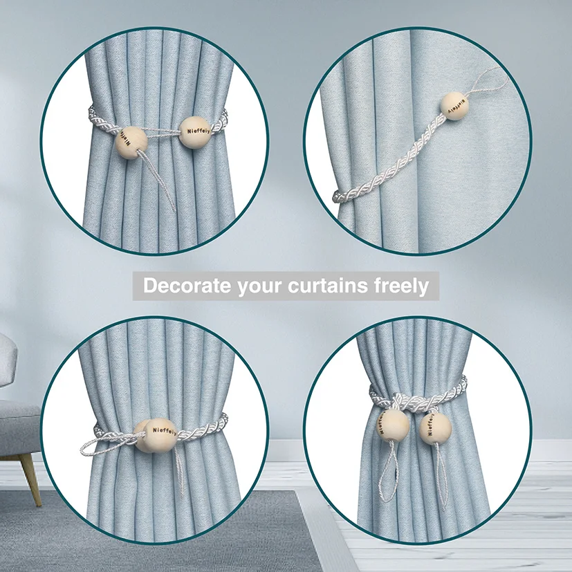 Nieffeiy New Product Ideas 2021 Magnetic Curtain Tie-backs hooks curtain Tieback