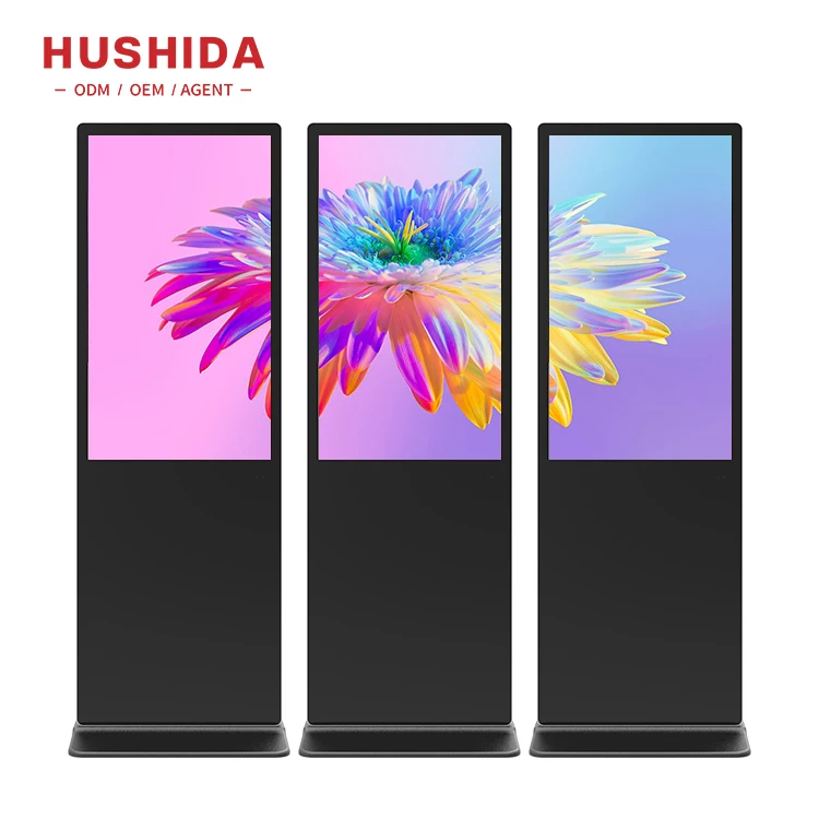 4k advertising media player board interactive totem video 65 inch advertising display with remote control