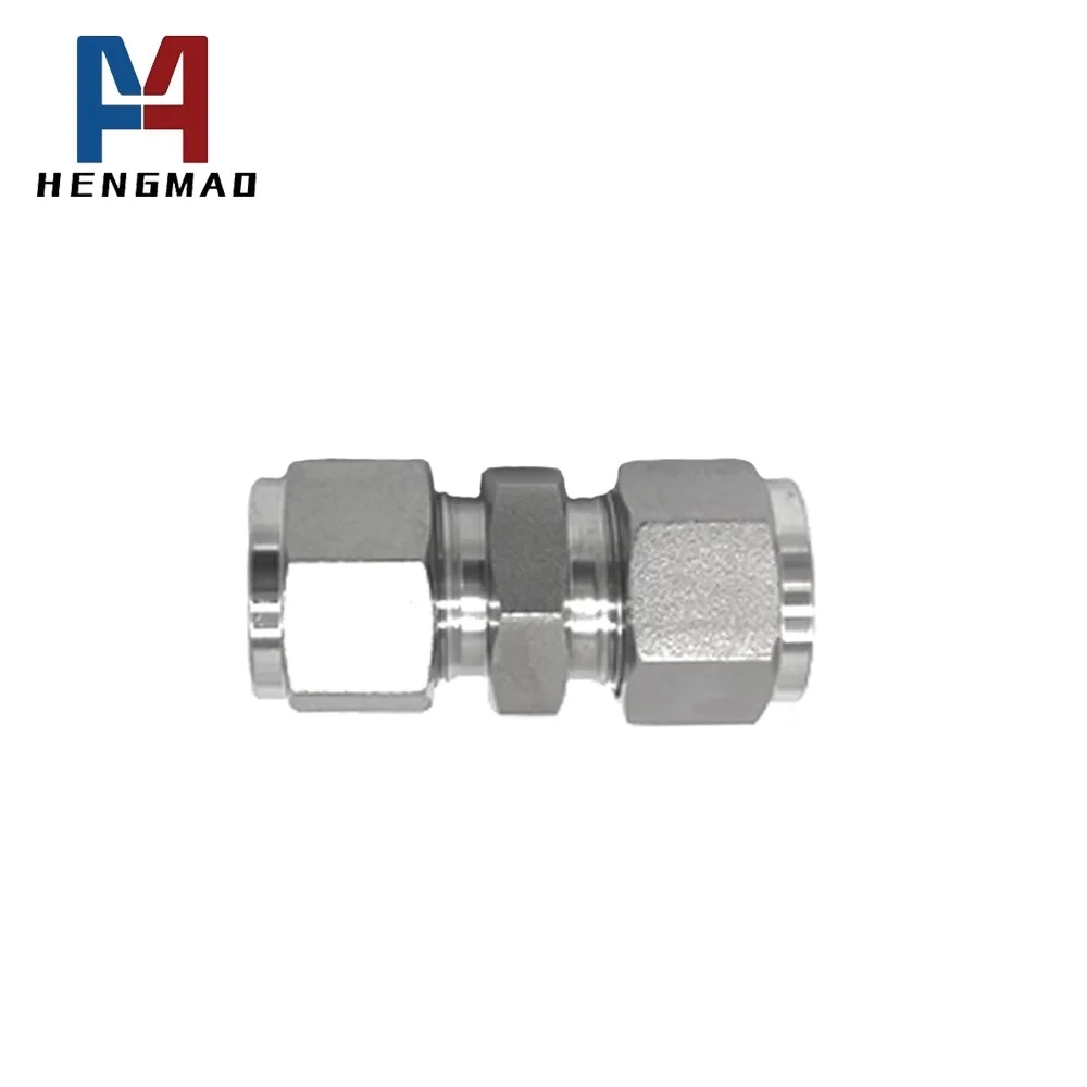 Professional Stainless Steel 304 316L Compression Straight Connector  2mm to 50mm Double Rings Tube Fittings