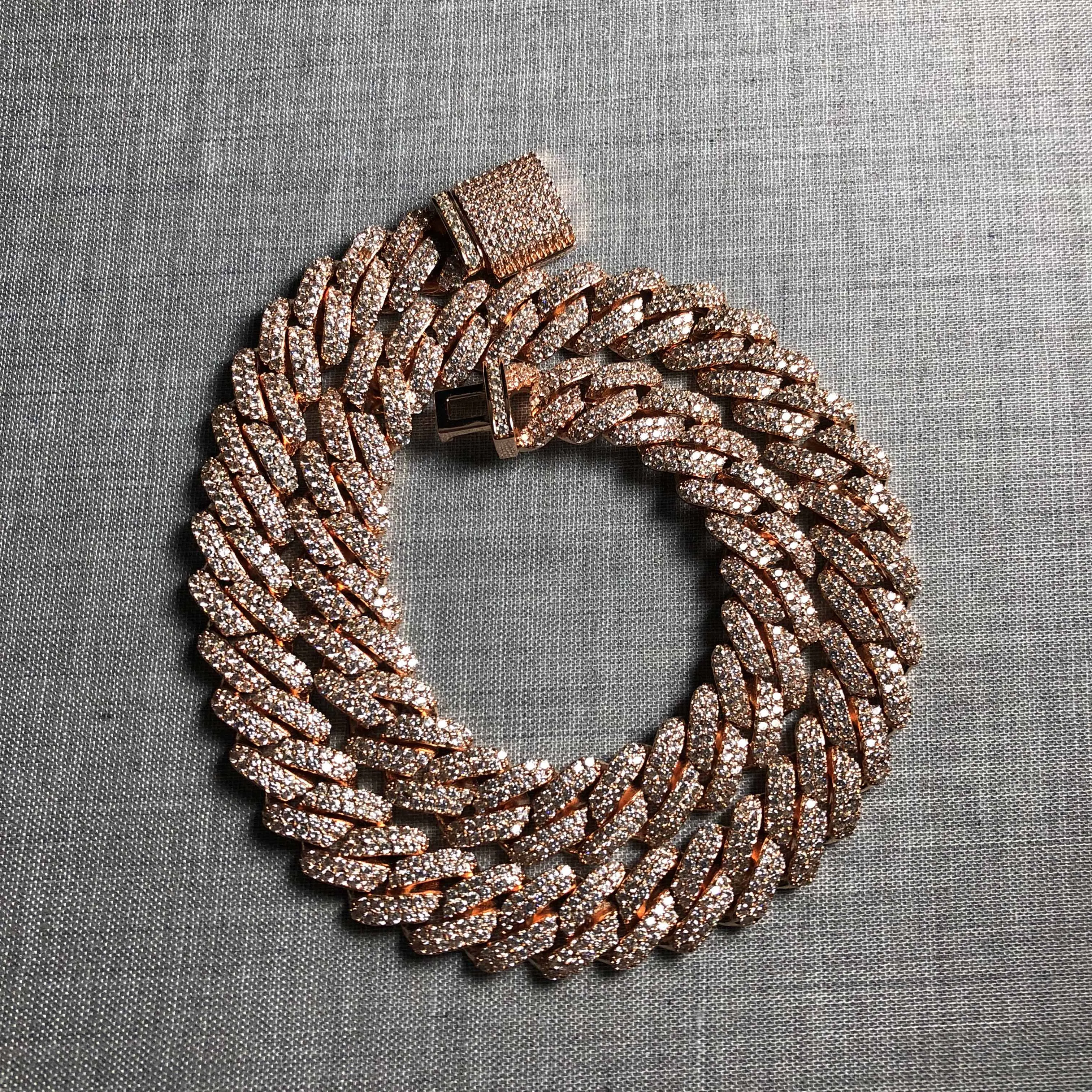 Bling high quality diamond chain, 18 k gold necklaces, Cuba Europe and the United States foreign trade jewelry YSS1020