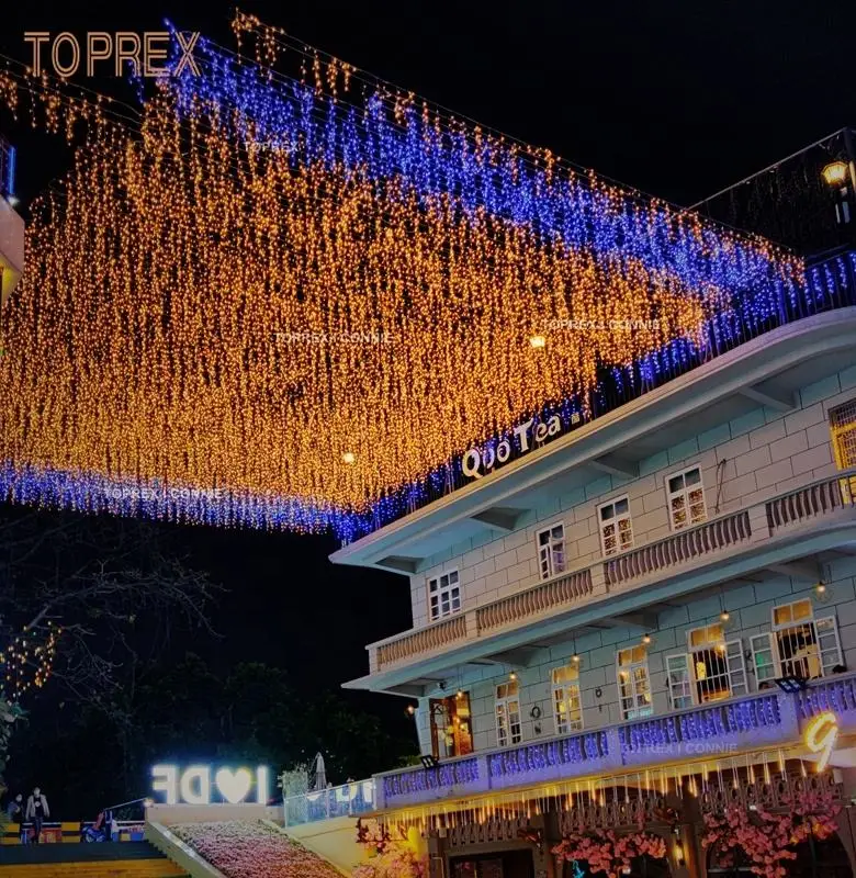 Toprex Decor Waterproof Tree Ornaments LED fairy String icicle outdoor red Christmas lights for Holiday decoration