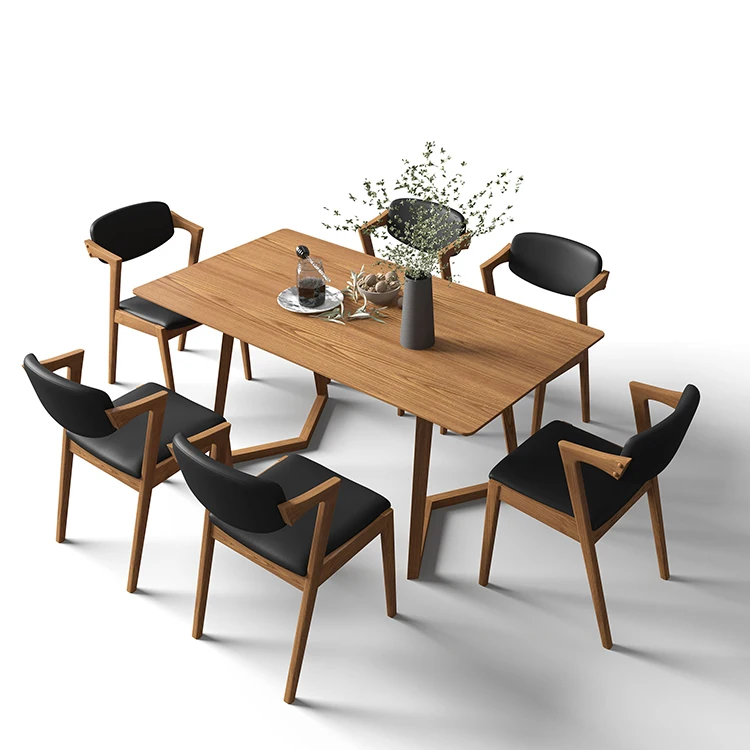 Classic Wishbone Z Shape Pu Leather Cushion Upholstered Restaurant Wooden Chair With Arm Rest