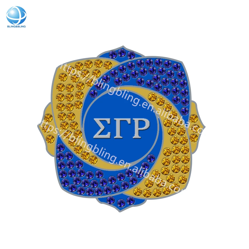 Новейший дизайн Sigma Gamma Rho булавки со стразами золотые и синие кристаллы цветок SGRHO общество броши для 1922 женский сувенир