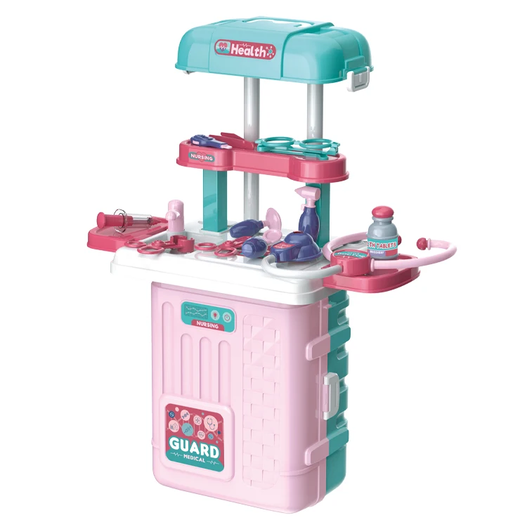 Kids 3 in 1 Educational Doctor Set with Trolley Case Pretend Play Plastic Little Doctor Toys Pretend Play Set