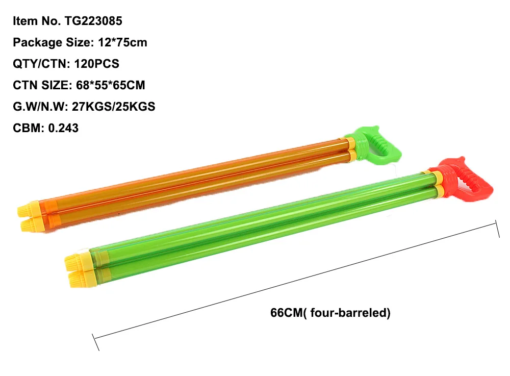 Summer Outdoor Toys 2/3/4 Barreled Transparent Gun Shaped Water Cannon Pump Beach Pool Sprayer Water Gun Toy for Kids