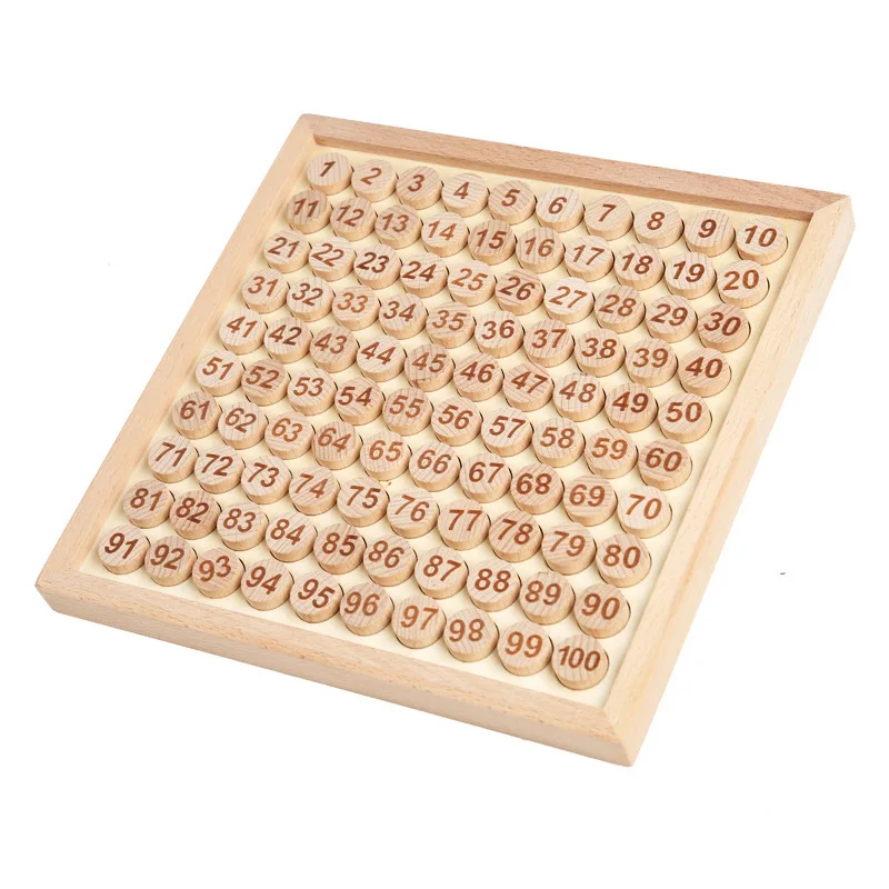 Wooden Montessori Math Hundred Board 1-100 Number Counting Toy Montessori Math Game Board for Kids