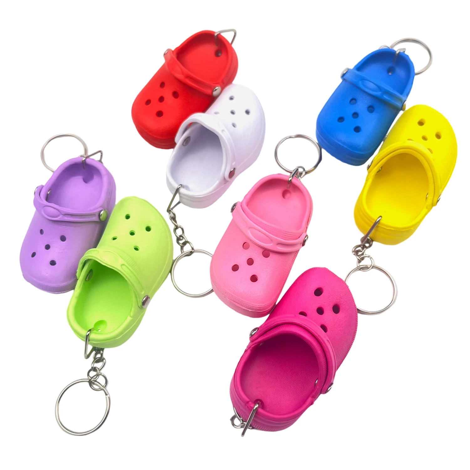 Personalized EVA Beach Hole Little Slipper Shoes Keychain for Backpack Pendant Bag Keyring Cute 3D Mini Shoe Key Chain
