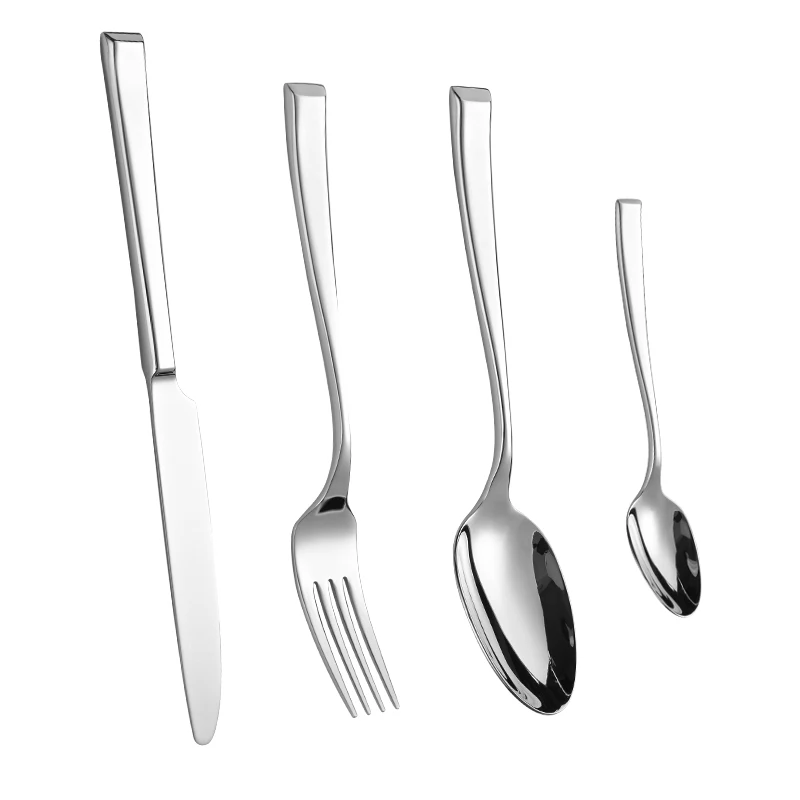 Wholesale restaurant cutlery 304 Silver Tableware  dinner spoons forks and knife stainless steel cutlery for wedding