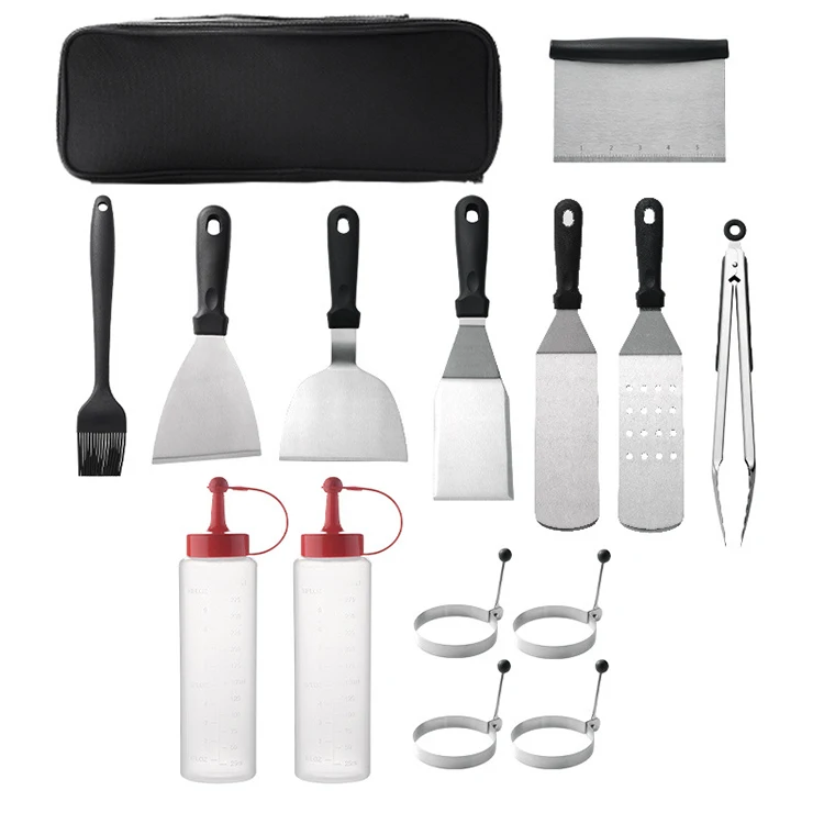 2022 New 8/10/14 PCS Stainless Steel Barbecue Tool Set With Ketchup Bottle Toasters Teppanyaki tools