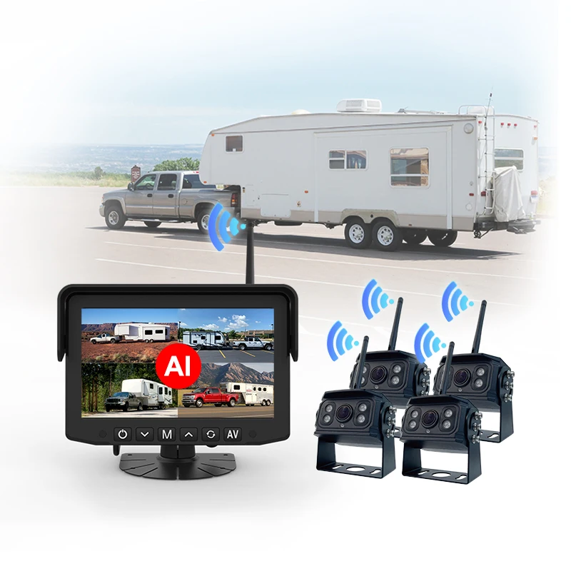 MCY AI Human BSD Blind Spot Detection Alarm Tractor Trailer Truck Wireless Backup Reverse Camera For Van