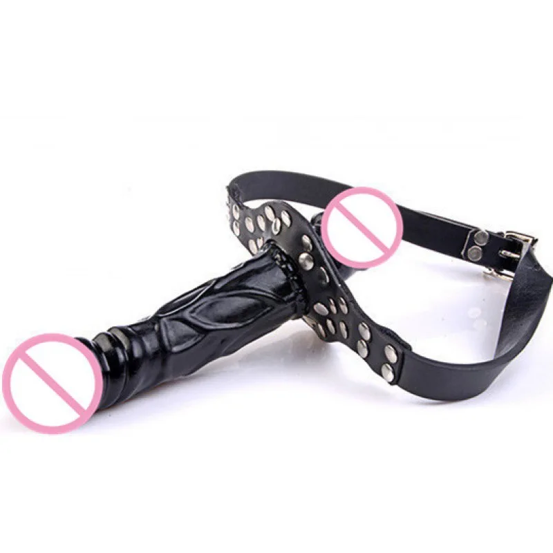 Ninghao Double Heads Dildo Gear Slave Mouth Penis Dildo Gag Train with Lock Women Oral Sex Mouth Plug BDSM Bondage Sex Toys