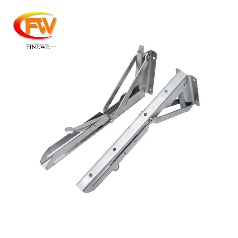 FINEWE Factory price 10 inch 304 stainless steel pull down shelf hardware fold away table folding shelf brackets