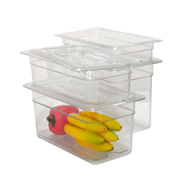 1/9 4' Plastic Polycarbonate Drain Shelf for Gn Pan Clear 100Mm Holder Food Pans With