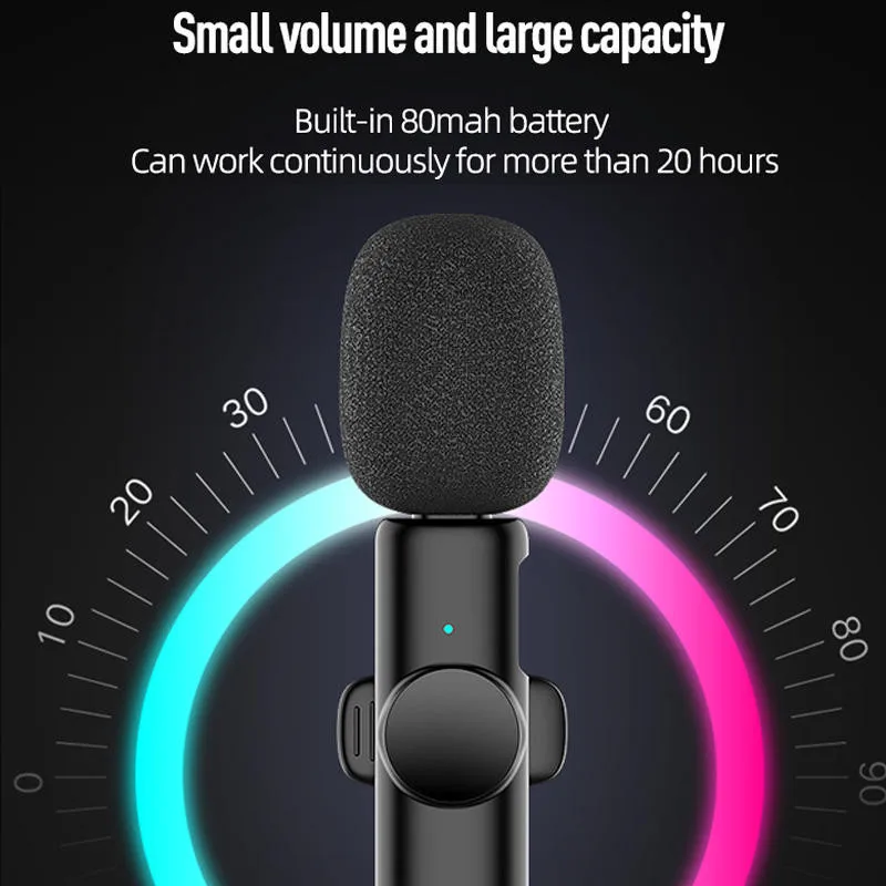 K11 Wireless Lavalier Microphone Noise Reduction 65ft Clear Radio Clip On Lapel Wireless Mic Video Recording Vlog Live Youtube