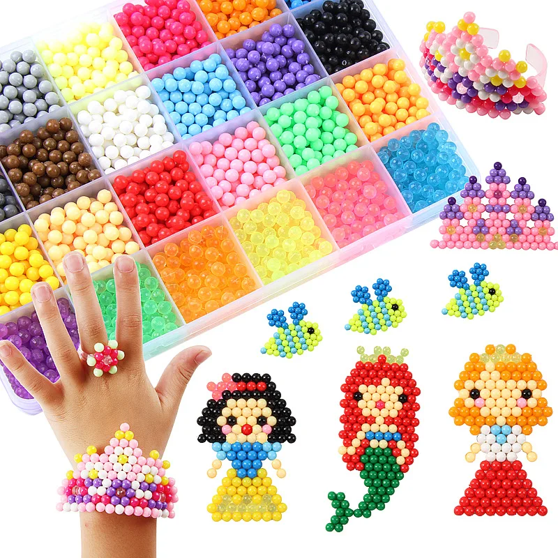 24 Color 3000 Beads 5mm Refill Pack Non-Iron Handmade Learn DIY Accessories Set Water Magic Fuse Beads Water Fuse Beads Kit
