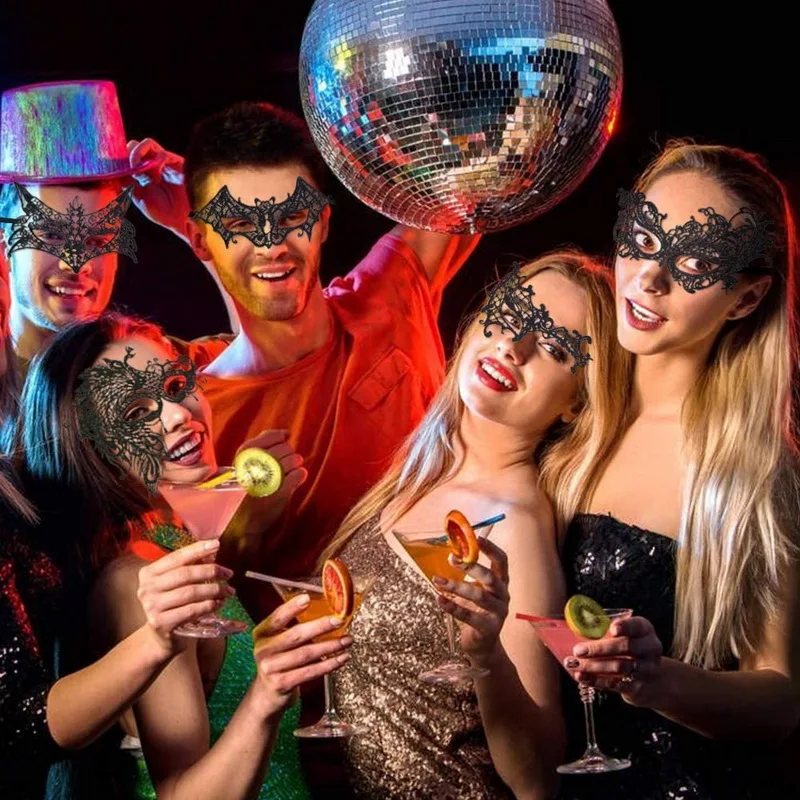 Lace Eye Mask Sexy Black Masquerade Masks Mysterious Lace Face Mask for Women Halloween Carnival Party Decorations Costume Black