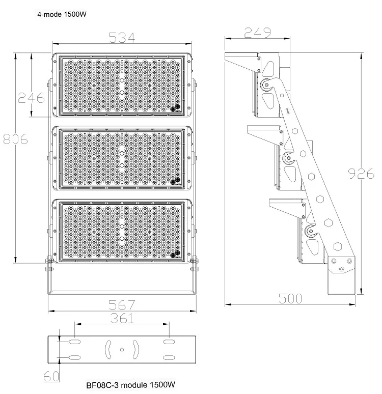 IP65 Aluminum PC lens IK10 1500W High mast light for sport stadium lighting