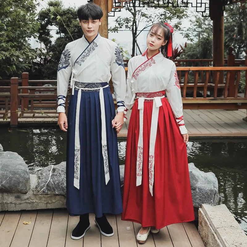 Традиционное китайское платье Hanfu, старинная вышивка, китайское ханьфу для мужчин и женщин
