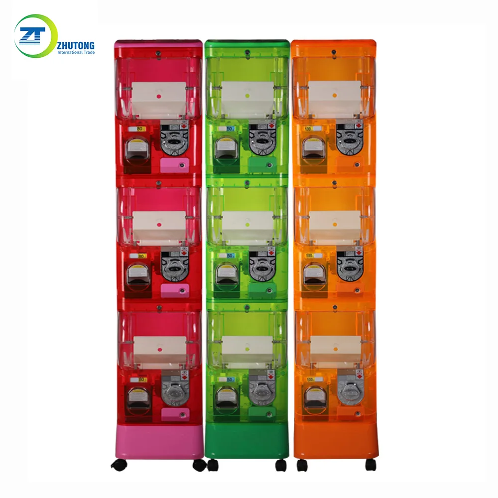 Cheap Price two layer gumball gashapon toy capsule vending machine automatic crystal funny capsule toy vending machine