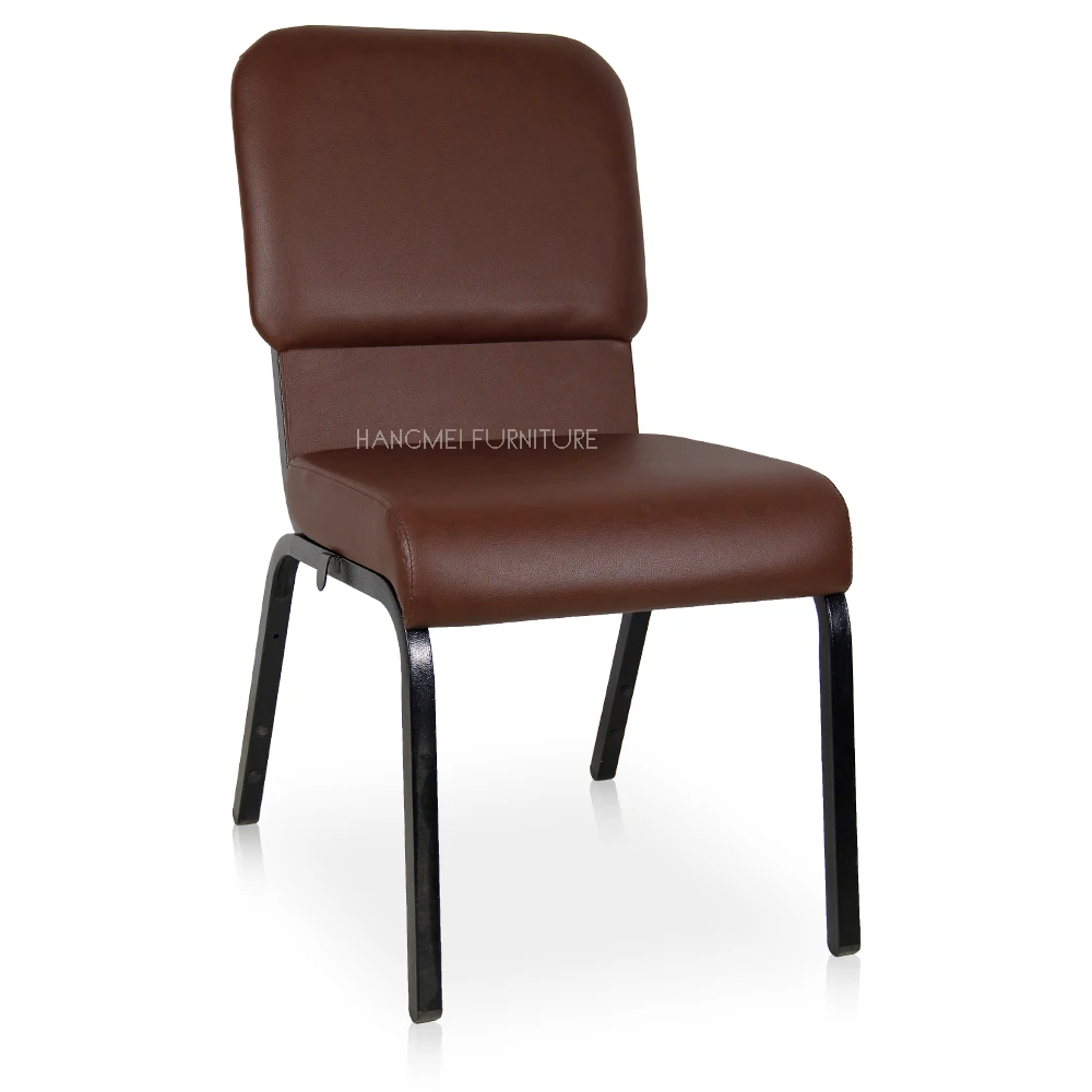 Wholesale Durable Stackable Interlocking Steel PU leather Church Chair