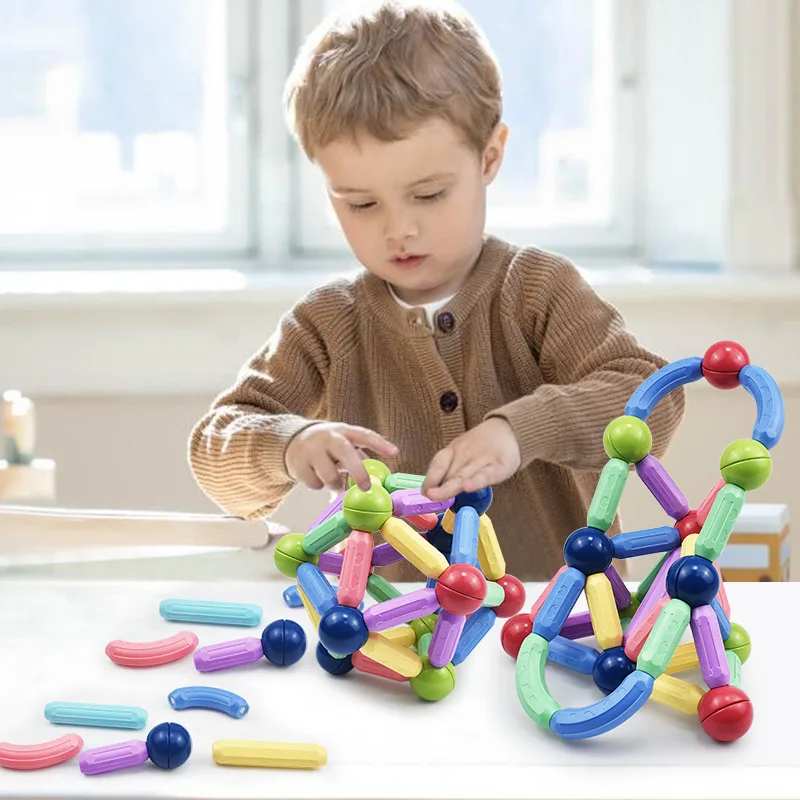 Hot Sales Baby Safety Sticks Blocks Building Set Magnetic Balls&Rods Customized Box Magnet Toys for Kids