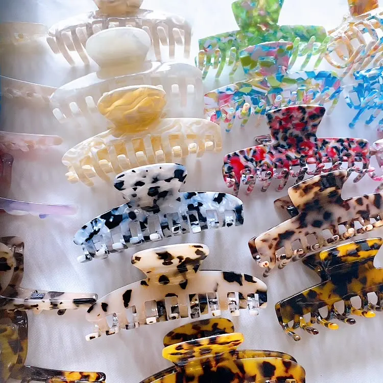 Fashion Hair Claw Clip Multicolor Geometric Tortoise Shell Hair Crab Headwear For Girl LadyElegant Tortoise Acetate Hair Claw