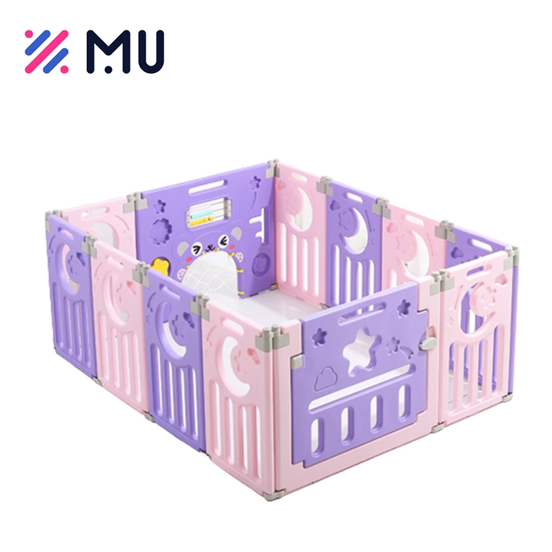 DIY PE Plastic Baby Toddlers Fence Playpen with Football Gate