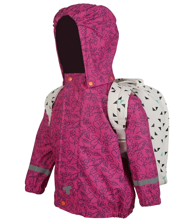 New Fashion Outdoor Kids Waterproof  PU Rain  Jackets Hooded Fleece For Baby Warm rain wear children rain coats