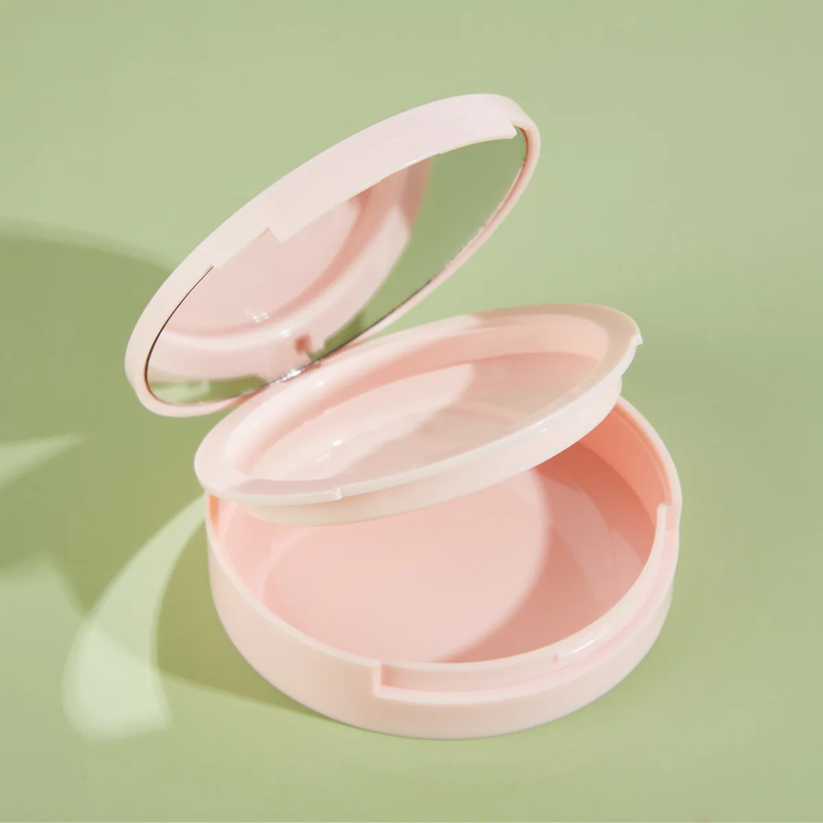 OEM Plastic Makeup Compact Unique Design Clear Cap Water Drop Shape Matte Black Powder Packaging Blush Compact Case