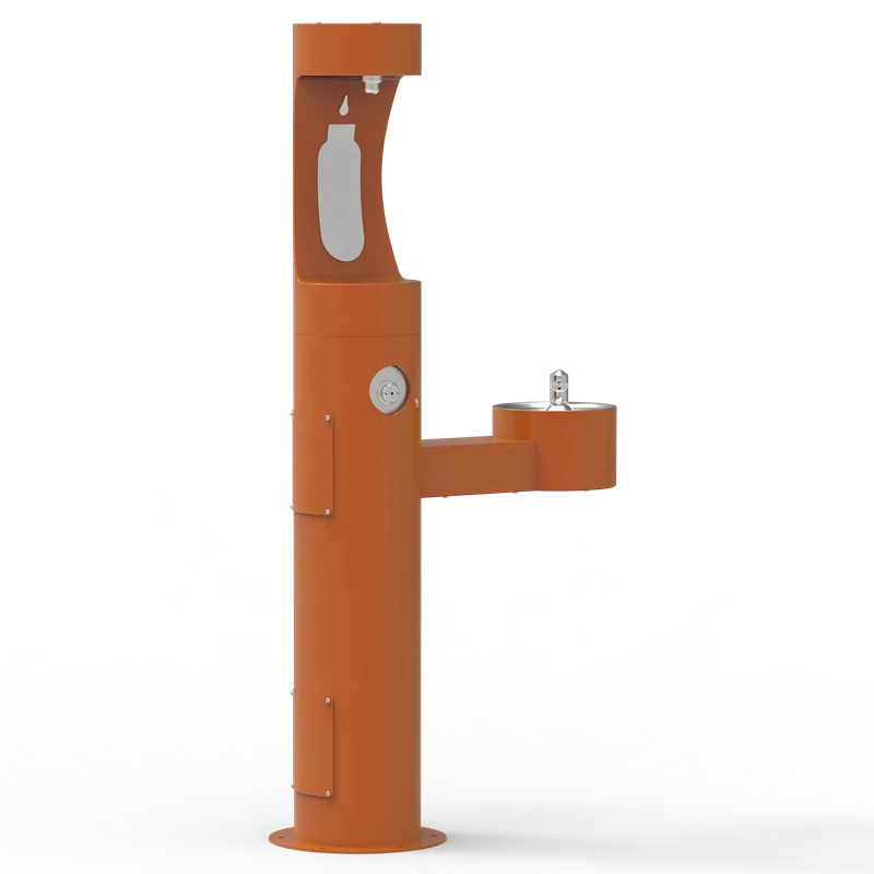 Pedestal mounted outdoor drinking fountain outdoor drinking fountain with bottle fillers