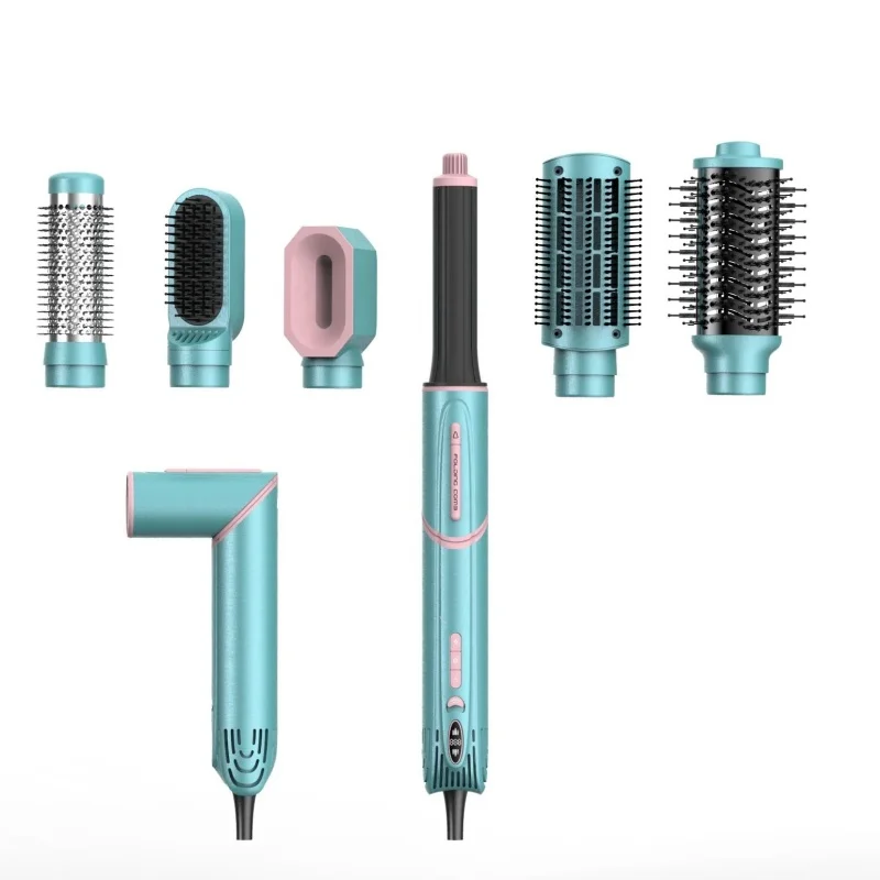 6 in 1 Metal Professional Hair Styling Blow Tools Set Foldable Hair Dryer Brush Straightener Hot Comb Hair Curler for Home Salon