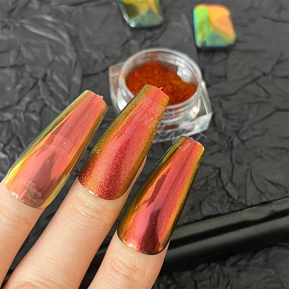 chrome effect nail mirror metallic chameleon nail pigment Super red multichrome pigment powder