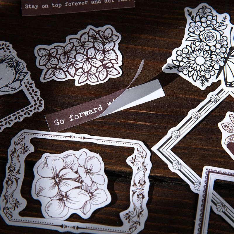 Retro Medieval Style Lace Frame Hand Account Self-Adhesive DIY Diary Material Scrapbooking Stationery Decoration Sticker Cartoon